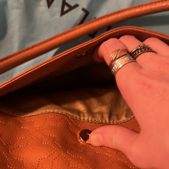 Antonio Melani Brown Leather Gold hardware double handle purse - Picture 9 of 16